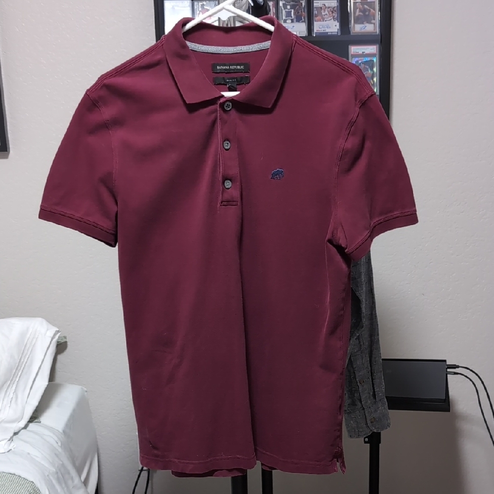 Banana Republic Red Polo Shirt Classic Knit Design